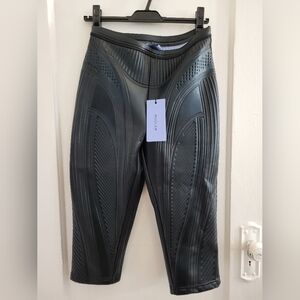 Mugler Shiny Black Neoprene Biker Shorts
